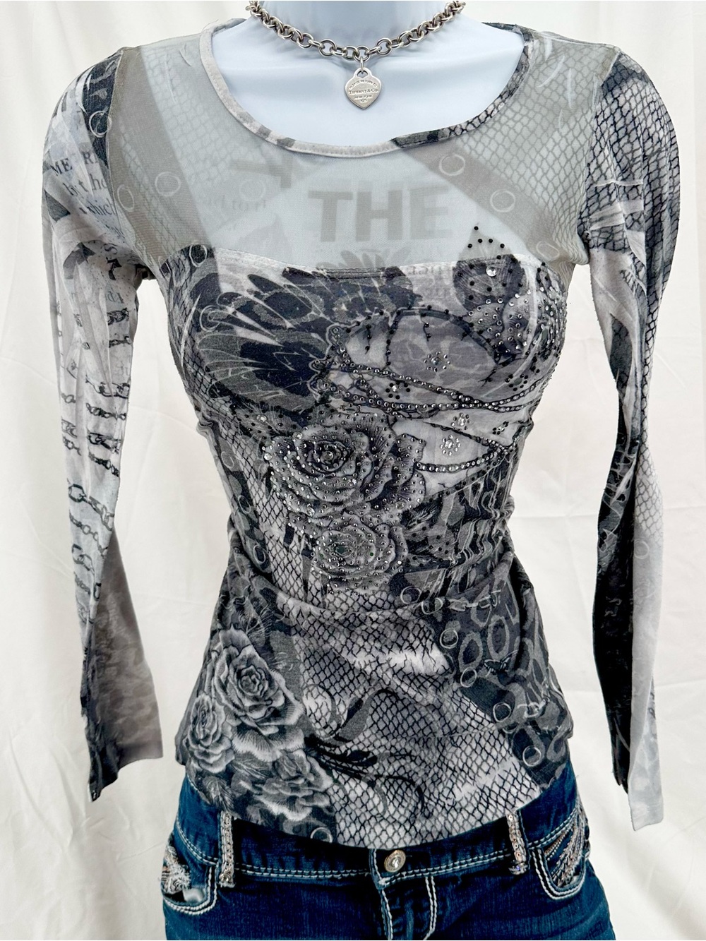 Grunge Affliction Style Y2K Sheer Top